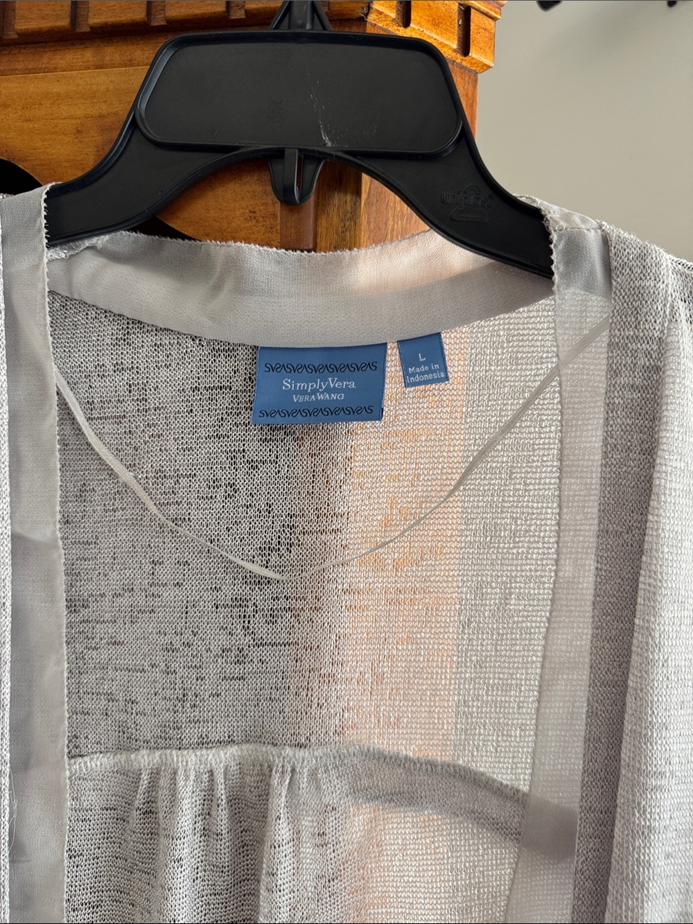 Simply Vera Vera Wang Light Gray Sheer Knit Cardigan